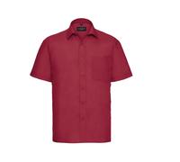 RUSSELL COLLECTION MEN'S SHORT SLEEVE CLASSIC POLYCOTTON POPLIN SHIRT S CLASSIC RED