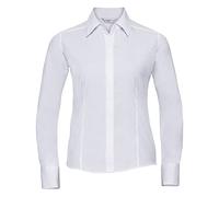 Russell Collection Popelin Bluse/Hemd, Langarm, pflegeleicht, tailliert (S) (Weiß)