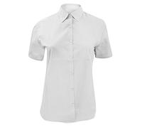 Russell Collection Poplin Bluse, Kurzarm, pflegeleicht (S) (WeiÃŸ)