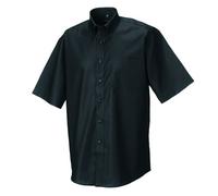 Russell Collection Z933 Herren-Oxford-Hemd, kurzärmelig, 5XL / 51/52, Schwarz