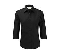 Russell Europe: Körperbetonte Stretch-Bluse mit 3/4 Arm R-946F-0, Größe:L;Farbe:Black