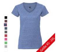 Russell Ladies V-Neck HD T Damen V-Ausschnitt T-Shirt extra langer Schnitt R-166F-0 silver marl XL