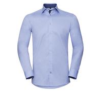 Russell - Men´s L/S Tailored Contrast Herringbone Shirt Light Blue - Gr. - S (37/38)