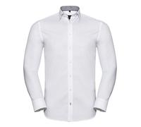Russell - Men´s L/S Tailored Contrast Herringbone Shirt White - Gr. - S (37/38)