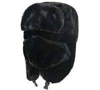 Russen Mütze Herren Armee Militärabzeichen Bomber Hut Männer Frauen Russland Ushanka Hüte Ohrenklappe Schneekappen Trapper Hüte-Schwarz