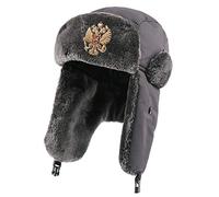 Russen Mütze Herren Russland Hut wasserdichte Bomber Hüte Pilot Trapper Soldat Hut Winter Earflap Männer Schneekappen-Grey_Eagle_Badge