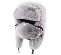 Russen Mütze Herren Winter Thermal Bomber Hüte Frauen Männer Sowjetarmee Militärabzeichen Russland Hut Ohrenklappe Schneekappen-Grau