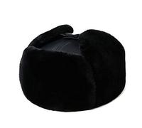 Russische Mütze Winter Ushanka Herren Trapper Pilotenmütze Ledermütze Dicker Samt Warme Bombermützen Gorras Ohrenschützer Mütze Skimützen Für Herren,Schwarz1,57-58Cm
