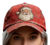 Rustic Baseball Hat - Christmas Red Vintage Cap, Santa Claus Printed Baseball Hat | Lustige Adjustable Dirty Looks Cap für Männer, Daily Travel Outdoor Camping Wandern Sports Urlaub Geburtstag