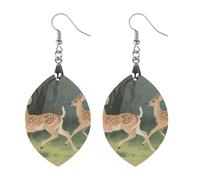 Rustikale Hirsch-Ohrringe für Frauen, trendig, leicht, geometrisch, Holz, Bohemian-Druck, Ohrhänger, Vintage-Schmuck, Geschenk, Mutter, Valentinstag, Liebe, Holz, Kein Edelstein