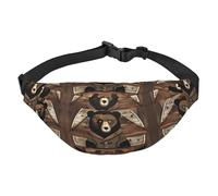 Rustikale Lodge Bear Reise-Umhängetasche, geeignet für Sport, Laufen, Radfahren, Reisen, Angeln, Jungen, große Hüfttasche