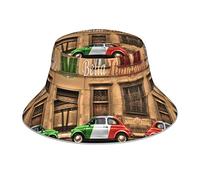 Rustikaler Stall Holztür Reflektierender doppelseitiger Fischerhut doppelseitiger reflektierender Streifen Sonnenhut Eimer Hut, Schönes Italien, Einheitsgröße