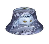 Rustikaler Stall Holztür Reflektierender doppelseitiger Fischerhut doppelseitiger reflektierender Streifen Sonnenhut Eimer Hut, Arktische Eule, EinheitsgröÃŸe