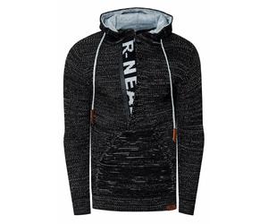 Rusty Neal 1/2-Zip Grobstrick-Slim-Fit-Kapuzenpullover - Schwarz S