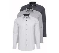 Langarmhemd RUSTY NEAL "Langarm", Herren, Gr. XL, EURO-Größen, grau (hellgrau), 60% Baumwolle, 37% Polyester, 3% Elasthan, unifarben, Hemden, im Slim-Fit geschnitten (92127369-XL) hellgrau
