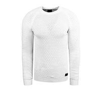 Strickpullover RUSTY NEAL, Herren, Gr. M, weiß, 70% Polyacryl, 30% Baumwolle, unifarben, casual, normal, Rundhals, Langarm, Pullover Grobstrickpullover, in modischem Grobstrick-Design (95663429-M) wei