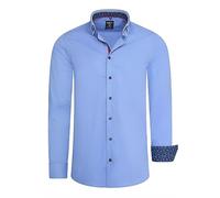 Langarmhemd RUSTY NEAL, Herren, Gr. XL, EURO-Größen, blau, 97% Baumwolle, 3% Elasthan, unifarben, Hemden, mit trendigen Kontras-Details (85050558-XL) blau