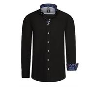 Langarmhemd RUSTY NEAL, Herren, Gr. M, EURO-Größen, schwarz, 97% Baumwolle, 3% Elasthan, unifarben, casual, Langarm, Hemden, mit filigranen Blumenprints (50272929-M) schwarz