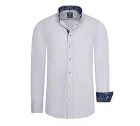 Rusty Neal Herren Freizeit-Hemd mit Lässigem Knopf-Design abgesetzt mit Blumen-Muster Stretch Langarm Slim Fit 030, Farbe:Grau, Größe S-3XL:3XL