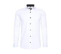 Rusty Neal Herren-Hemd Premium Slim Fit Langarm Stretch Kontrast Hemd Business-Hemden Freizeithemd, Größe S-6XL:5XL, Farbe:Weiß/Schwarz