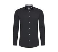 Langarmhemd RUSTY NEAL, Herren, Gr. 4XL, EURO-Größen, schwarz (schwarz, grau), 60% Baumwolle, 37% Polyester, 3% Elasthan, unifarben, Hemden, mit trendigem Farbkontrast (76563901-4XL) schwarz, grau