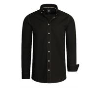 Langarm Slim Fit Hemd mit Kontrast-Naht L