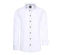 Langarm Slim Fit Hemd mit Kontrast-Naht L