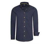 Rusty Neal Herren-Hemd Premium Slim Fit Langarm Stretch-Hemd mit Kontrast-Naht Freizeithemd 024, Farbe:Anthrazit, Größe S-3XL:L