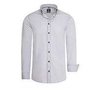 Langarm Slim Fit Hemd mit Kontrast-Naht L