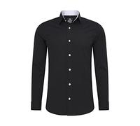 Rusty Neal Herren-Hemd Premium Slim Fit Langarm Stretch Kontrast Hemd Business-Hemden Freizeithemd, Größe S-6XL:2XL, Farbe:Schwarz/Weiß