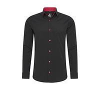 Rusty Neal Herren-Hemd Premium Slim Fit Langarm Stretch Kontrast Hemd Business-Hemden Freizeithemd, Größe S-6XL:6XL, Farbe:Schwarz/Rot