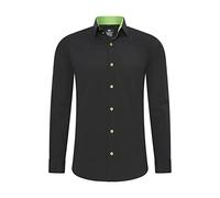 Rusty Neal Herren-Hemd Premium Slim Fit Langarm Stretch Kontrast Hemd Business-Hemden Freizeithemd, Größe S-6XL:5XL, Farbe:Schwarz/Grün