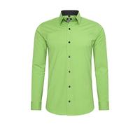 Rusty Neal Herren-Hemd Premium Slim Fit Langarm Stretch Kontrast Hemd Business-Hemden Freizeithemd, Größe S-6XL:L, Farbe:Grün