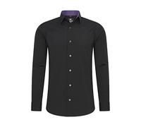 Rusty Neal Herren-Hemd Premium Slim Fit Langarm Stretch Kontrast Hemd Business-Hemden Freizeithemd, Größe S-6XL:5XL, Farbe:Schwarz/Lila
