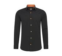 Rusty Neal Herren-Hemd Premium Slim Fit Langarm Stretch Kontrast Hemd Business-Hemden Freizeithemd, Größe S-6XL:5XL, Farbe:Schwarz/Orange