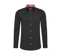 Langarmhemd RUSTY NEAL, Herren, Gr. 4XL, EURO-Größen, schwarz (schwarz, pink), 60% Baumwolle, 37% Polyester, 3% Elasthan, unifarben, Hemden, mit trendigem Farbkontrast (47289865-4XL) schwarz, pink