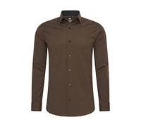 Rusty Neal Herren-Hemd Premium Slim Fit Langarm Stretch Kontrast Hemd Business-Hemden Freizeithemd, Größe S-6XL:S, Farbe:Braun