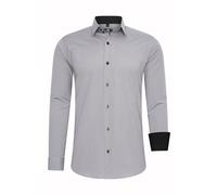 Langarmhemd RUSTY NEAL, Herren, Gr. S, EURO-Größen, grau, 60% Baumwolle, 37% Polyester, 3% Elasthan, unifarben, Hemden, mit trendigem Farbkontrast (73923316-S) grau