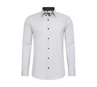 Langarmhemd RUSTY NEAL, Herren, Gr. 5XL, EURO-Größen, grau (grau, schwarz), 60% Baumwolle, 37% Polyester, 3% Elasthan, unifarben, casual, Langarm, Hemden, mit trendigem Farbkontrast (17243463-5XL) gra