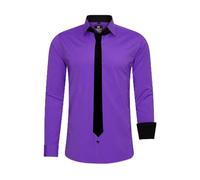 Langarmhemd RUSTY NEAL, Herren, Gr. 5XL, EURO-Größen, lila, 60% Baumwolle, 37% Polyester, 3% Elasthan, unifarben, Hemden, mit Krawatte (38159929-5XL) lila
