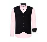 Rusty Neal Herren-Hemd-Weste 2er Set Premium Slim Fit Langarm Stretch Kontrast Hemd mit Weste Business-Hemden Freizeithemd 44_412, Größe:4XL, Farbe:Rosa