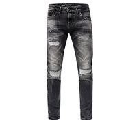 Rusty Neal Herren Jeans Hose 'Yamato' Slim Fit Spezial-Washed Destroyed Streetwear Mens Denim Stretch-Jeans 238, Farbe:Dark Grey Used, Größe Jeans L32:32W / 32L