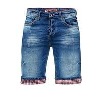 Rusty Neal Herren Jeans Shorts mit Karomuster das Model 'SATTO Stretch Blue Used 601