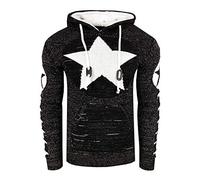Rusty Neal Herren Kapuzenpullover Streetwear Strick Pullover mit Stern Front Design und Ausgefallenem Arm Design Slim Knitwear 341, Farbe:Schwarz/Weiß, Größe S-3XL:XXL