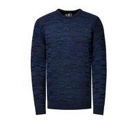 Rusty Neal Herren Pullover Schwerer Grobstrickpullover mit Rundhals-Ausschnitt im Streetwear Kontrast Block-Design S - 3XL 438, Farbe:Marine, Größe S-3XL:XL
