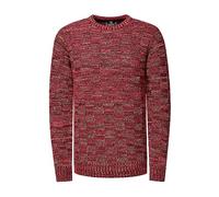 Rusty Neal Herren Pullover Schwerer Grobstrickpullover mit Rundhals-Ausschnitt im Streetwear Kontrast Block-Design S - 3XL 438, Farbe:Rot, Größe S-3XL:S