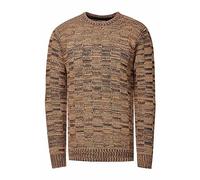 Rusty Neal Herren Pullover Schwerer Grobstrickpullover mit Rundhals-Ausschnitt im Streetwear Kontrast Block-Design S - 3XL 438, Farbe:Camel, Größe S-3XL:XXL