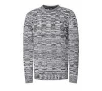 Rusty Neal Herren Pullover Schwerer Grobstrickpullover mit Rundhals-Ausschnitt im Streetwear Kontrast Block-Design S - 3XL 438, Farbe:Weiß, Größe S-3XL:XXL