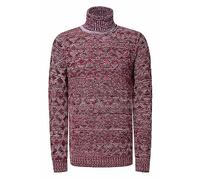 Rusty Neal Herren Rollkragen Grob Strick Pullover Kontrast-Pullover Grob-Strick-Rolli Streetwear Knitwear Karo-Design 431, Farbe:Rot, Größe S-3XL:L