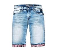 Shorts RUSTY NEAL "Dunster", Herren, Gr. XL, EURO-Größen, blau (hellblau), 98% Baumwolle, 2% Elasthan, kariert, unifarben, Hosen Shorts, mit kariertem Umschlag (37938546-XL) hellblau